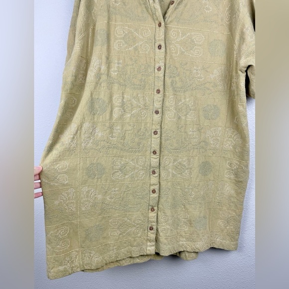 FREE PEOPLE Women's XS Yin To My Yang Tunic Top Button Down Shirt Dress Tan - Picture 5 of 16